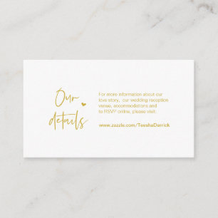 Casual elegance, Minimal, Gold, Wedding Details Enclosure Card
