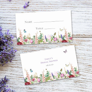 Casual Elegant Floral & Butterflies Bridal Shower Place Card