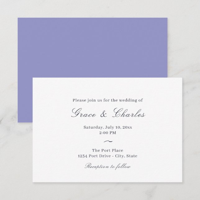 Casual Elegant Lavender Wedding Inviation Invitation (Front/Back)