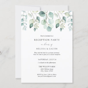 Casual Eucalyptus Wedding Reception Invitation