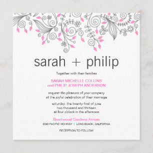 Casual Floral Fancy Swirls Wedding Invitations