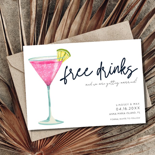 Casual Free Drinks Funny Photo Wedding Save The Date (Creator Uploaded)