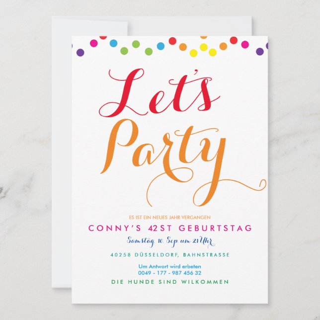  casual gathering invitations rainbow colours (Front)