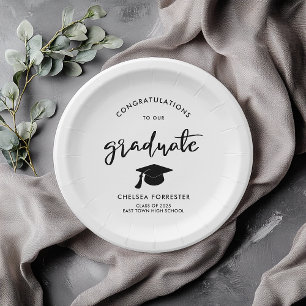 Casual Graduate Handwritten Script Congratulations Paper Plate