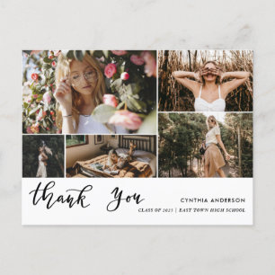 Casual Graduation Thank You Script Photo Collage Postcard