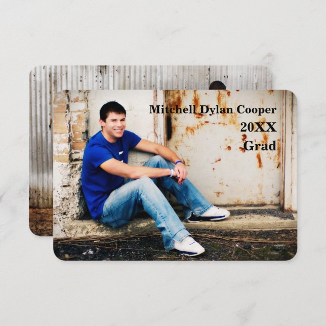 Casual Grunge  - 3x5 Graduation Announcement (Front/Back)