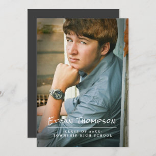 Casual Guy Graduate Photo Graduation Party Invitation
