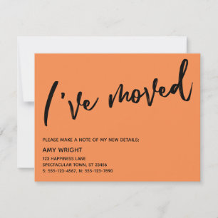 Casual Hand I've Moved Orange New Address Card