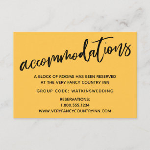 Casual Handwriting Apricot Wedding Accommodations Enclosure Card