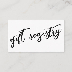 Casual Handwriting Black and White Gift Registry Enclosure Card