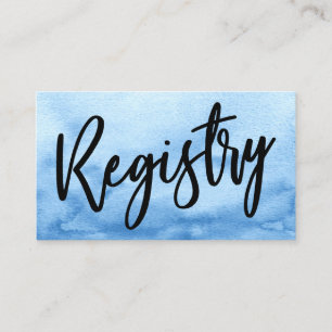 Casual Handwriting Blue Watercolor Gift Registry Enclosure Card
