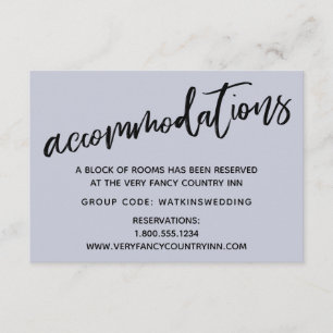 Casual Handwriting Blue Wedding Accommodations Enclosure Card