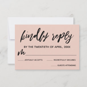Casual Handwriting Blush Pink Wedding RSVP Card
