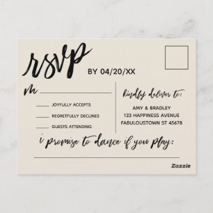 Casual Handwriting Cream RSVP Song Request Postcar Postcard