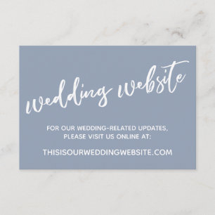 Casual Handwriting Dusty Blue Wedding Website Enclosure Card