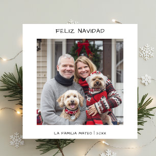 Casual Handwriting Feliz Navidad Christmas White Holiday Card