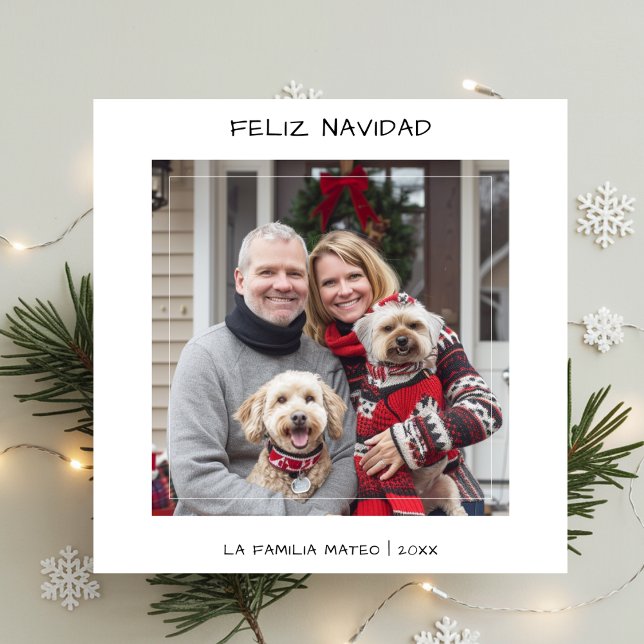 Casual Handwriting Feliz Navidad Christmas White Holiday Card (Creator Uploaded)