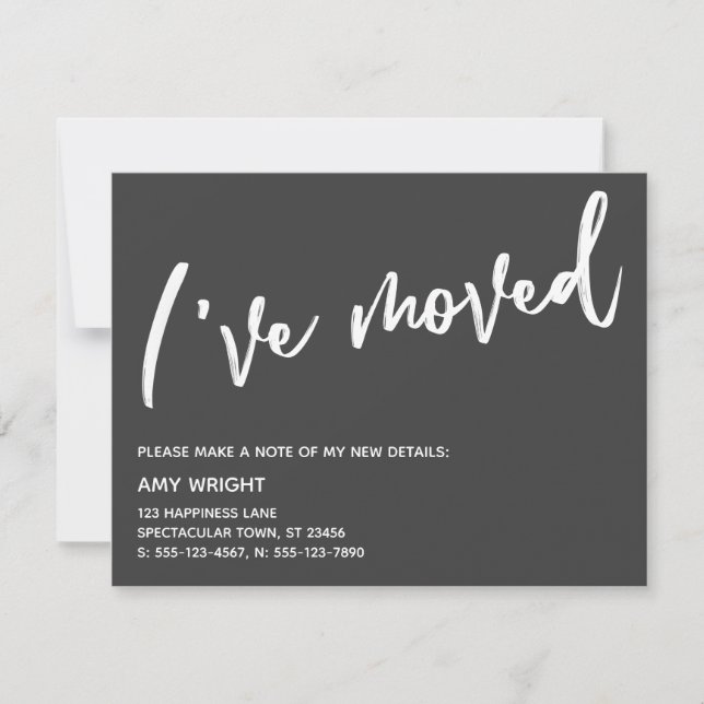 Casual Handwriting I've Moved Grey Announcement (Front)