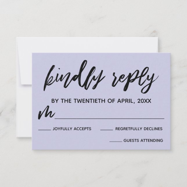 Casual Handwriting Lavender Wedding RSVP Card (Front)