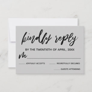 Casual Handwriting Light Grey Wedding RSVP Card
