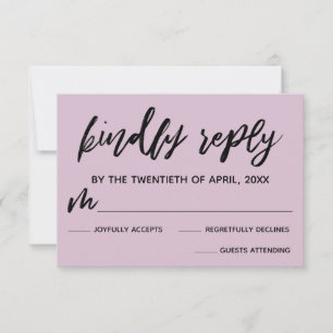 Casual Handwriting Light Mauve Wedding RSVP Card