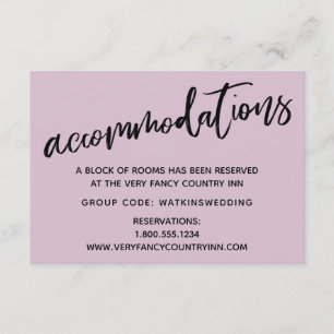 Casual Handwriting Mauve Wedding Accommodations Enclosure Card