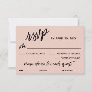 Casual Handwriting Menu Choice Blush Pink RSVP