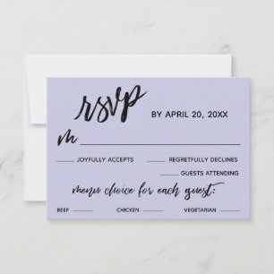 Casual Handwriting Menu Choice Lavender RSVP