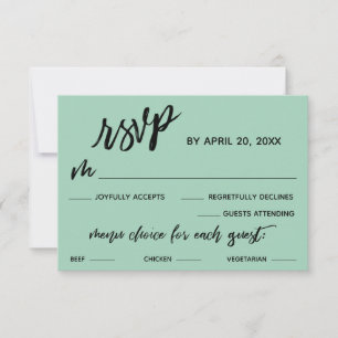Casual Handwriting Menu Choice Light Green RSVP