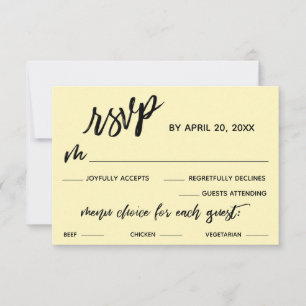 Casual Handwriting Menu Choice Pale Yellow RSVP