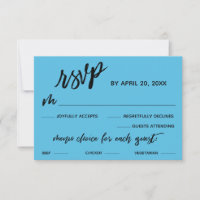 Casual Handwriting Menu Choice Pretty Blue RSVP