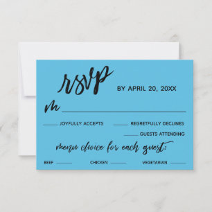 Casual Handwriting Menu Choice Pretty Blue RSVP