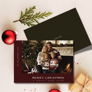 Casual Handwriting Merry Christmas New Year Photo Holiday Card