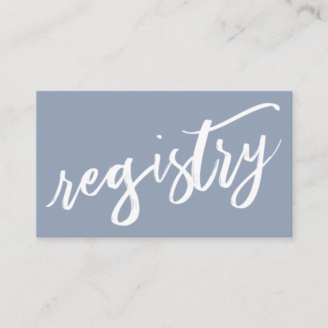 Casual Handwriting on Dusty Blue Gift Registry Enclosure Card (Front)