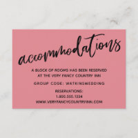 Casual Handwriting Pink Wedding Accommodations