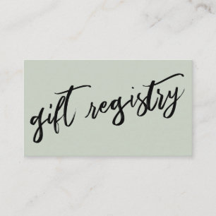Casual Handwriting Sage Green Gift Registry Enclosure Card