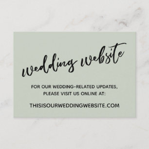 Casual Handwriting Sage Green Wedding Website Enclosure Card