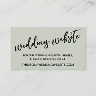 Casual Handwriting Sage Green Wedding Website Enclosure Card