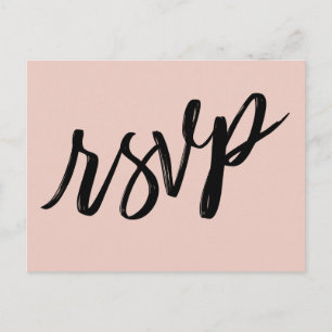Casual Handwriting Simple Blush Pink RSVP Postcard