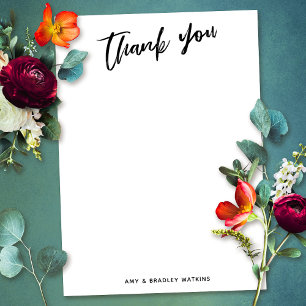 Casual Handwriting Simple Typography Black White Thank You Card