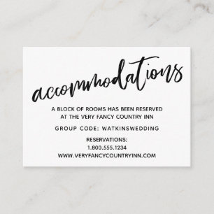 Casual Handwriting, Simple Wedding Accommodations Enclosure Card