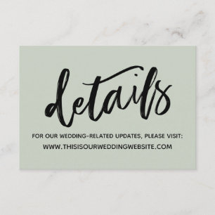 Casual Handwriting Simple Wedding Details Sage Enclosure Card
