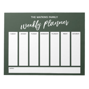 Casual Handwriting Simple Weekly Planner, Green Notepad