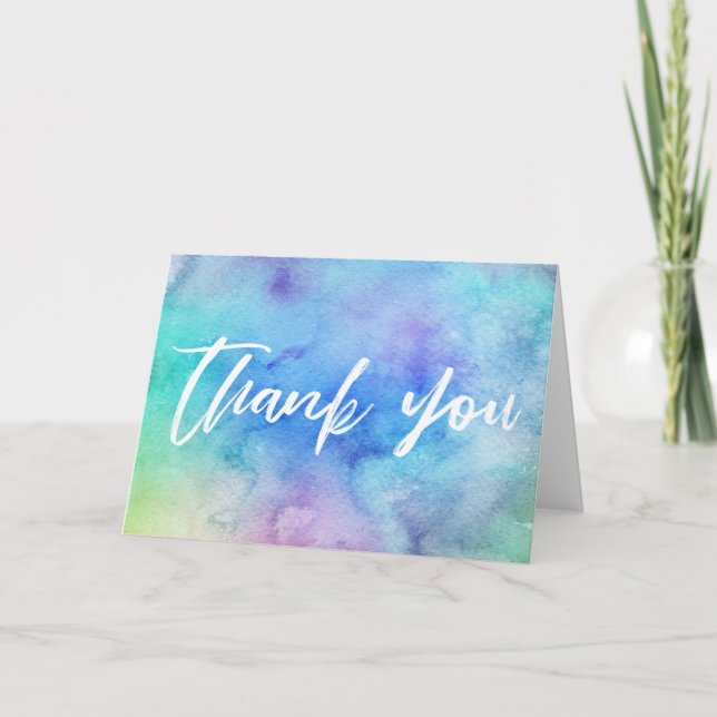 Casual Handwriting Thank You Colourful Watercolor  Card (Front)
