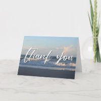 Casual Handwriting Thank You Evening Ocean Waves
