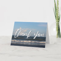 Casual Handwriting Thank You Evening Ocean Waves