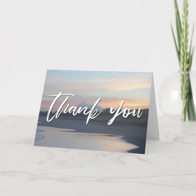 Casual Handwriting Thank You Evening Topsail Beach Card (Front)