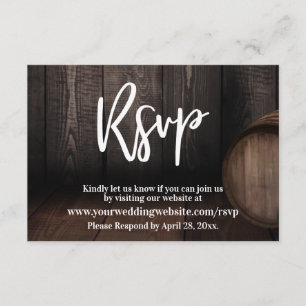 Casual Handwriting Typography Wooden Barrel RSVP Enclosure Card