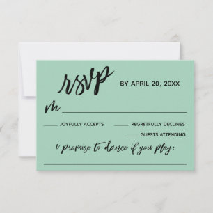 Casual Handwriting w/ Song Request Light Green RSVP Card