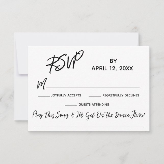 Casual Handwriting Wedding RSVP with Song Request (Front)